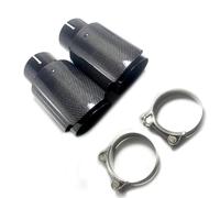 ZSHYTWE Tuyau d'Échappement Embout De Silencieux D'échappement Universel en Acier Inoxydable Noir Aspect Carbone Brillant Droit Embout D'échappement(ID 60mm-OD 89mm)