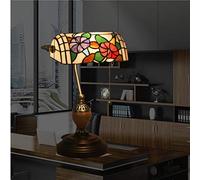 ZSJSM 10 Pouces Beau Style de banquier de Style en Verre Lampe de Table de Style européen Gloire de la Lampe de Bureau tachée de Gloire avec Interrupteur de chaîne de Traction Plug dans Le