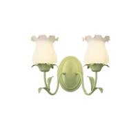 ZSJSM Applique Murale de Salle de Bains à 2 lumières, Tulipe en Verre de Lait, Fleur Murale, Double Lampe de vanité sur Miroir, Lampe Murale Nordique Moderne à Fleurs Vertes pour Chambre de Filles,