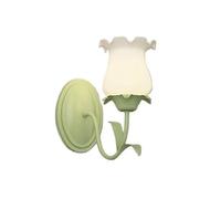 ZSJSM Applique Murale de Salle de Bains à 2 lumières, Tulipe en Verre de Lait, Fleur Murale, Double Lampe de vanité sur Miroir, Lampe Murale Nordique Moderne à Fleurs Vertes pour Chambre de Filles,