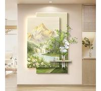 ZSJSM Art Mural avec Design Lumineux, Arrangement Floral hydroponique, Sculptures de décoration Murale 3D suspendues, Peinture décorative LED pour entrée, Salon (Vert 2,66 x 100 cm)