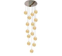 ZSJSM Chandelier LED d'escalier de Villa de Luxe avec balles en Verre à la Main Hauteur réglable Base en Acier Inoxydable 15 lumières (Ambre)