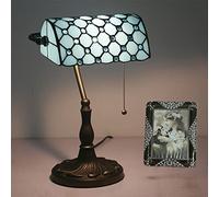 ZSJSM Lampe de banquier, Lampe Bleue Violette, Belle Lampe de Table en Verre en Verre, étude de Bureau de Lecture de Piano Accent bernar
