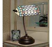 ZSJSM Lampe de banquier, Lampe Bleue Violette, Belle Lampe de Table en Verre en Verre, étude de Bureau de Lecture de Piano Accent Berne