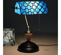 ZSJSM Lampe de banquier, Lampe Bleue Violette, Belle Lampe de Table en Verre en Verre, étude de Bureau de Lecture de Piano Accent Berne de Bureau, Lampe de Chevet de Chambre à Coucher, Base en