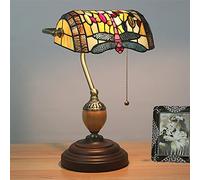 ZSJSM Lampe de banquiers, Lampe de Libellule, Belle Lampe en Verre, Lampe de Table de Chevet en Verre tachée, Lumière de Bureau de Piano de Lecture de Bureau Antique pour Le Salon de la