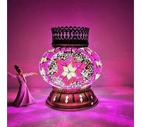 ZSJSM Mini Lampe de Table Turque Vintage Handmade Mosaic Glass Bureau Light MaroccanBeautiful Glass Style Accent Light Lighting Lighting Forwing for Bedroom Living Room Cafe Bar Decorative,