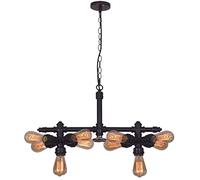 ZSJSM Pipe à Eau Industrielle Lumière avec 10 lumières LED LED Modern Chandelier Lampe pour Le Plafond rétro Country Steampunk Black Metal Metal Water Pipe Lightture pour Restaurant Bar Living Room