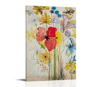 ZSJUMK Salvador Dalí Fleurs dans un paysage surréaliste, imperméable, résistante aux rayures, aux UV, décoration élégante pour la maison et le bureau, design moderne classique, style cadre, 50 x 75 cm