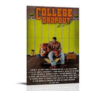 ZSJUMK The College Dropout-Kanye Weat Toile murale imperméable, résistante aux rayures et aux UV Décoration élégante pour la maison et le bureau Design moderne classique Style cadre 60 x 90 cm