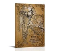 ZSJUMK Thorin Oakenshield The Hobbit Toile murale imperméable, résistante aux rayures et aux UV, décoration élégante pour la maison et le bureau, design moderne classique, style cadre, 50 x 75 cm