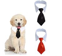 ZSLJSWDZ 2pcs Cravate d’Animal de Compagnie,Cravate pour Chiens et Chats,Lavage réglable .(L, Noir, Rouge) Accessoires