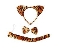 ZSLJSWDZ Lot de 3 Bandeaux Oreilles de Chat，Bandeau Noeud Papillon Queue Ensemble ，Bandeau Tigre，Bandeau Oreilles d'animaux （Tigre）