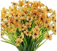 ZSLJSWDZ Lot de 6 Artificielle Jaune Fleur,Artificielles Faux Plastique Verdure，pour Plantes Intérieur Extérieur Suspendus Ne se décolorent Pas .Fleurs artificielles