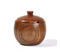 ZSLLO Bol créatif en bois de jujube naturel avec couvercle, bol à soupe, bol à riz, boîte à déjeuner pour enfants, vaisselle, rangement domestique, pot à épices