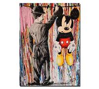 ZSLMX Tableau Banksy Graffiti Peinture Charlie Chaplin, Superman, Mickey Mouse, Art Moderne, 60L x 40 cm, Gris, Sans Cadre, Montage Mural, Salle de Séjour