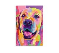 ZSLYMX Poster animal abstrait coloré Golden Retriever - Impression sur toile - Décoration murale moderne pour chambre à coucher - 40 x 60 cm