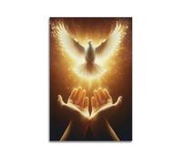 ZSLYMX Poster chrétien avec colombe de la paix dans les mains - Poster décoratif sur toile pour chambre à coucher - Impression d'art moderne - 20 x 30 cm