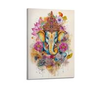 ZSLYMX Poster de Bouddhisme coloré sur toile représentant la statue de Bouddha de Ganesh - Impression d'art moderne pour chambre à coucher (30 x 45 cm)