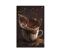 ZSLYMX Poster de café minimaliste simple éclaboussure de café - Impressions sur toile pour salon, chambre à coucher et bureau - 40 x 60 cm