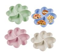 ZSMJAER Plateaux à Compartiments avec 4 Sections 4 Pièces, Enfant Assiettes à Compartiments, Plateau à Snacks, Compartiments Assiette de Fruits Plateaux