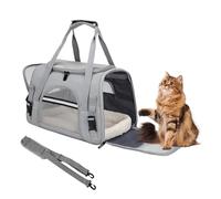 ZSMJAER Sac de Transport pour Animal de Compagnie de 10kg, Grand Sac de Transport pour Un Chaton Ou Un Petit Chien, avec Plancher Souple Molletonné Détachable et Lavable, Compatible en Cabine (Gris)