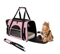 ZSMJAER Sac de Transport pour Animal de Compagnie de 10kg, Grand Sac de Transport pour Un Chaton Ou Un Petit Chien, avec Plancher Souple Molletonné Détachable et Lavable, Compatible en Cabine (Rose)