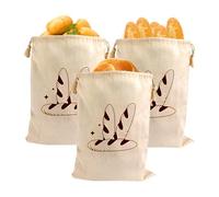 ZSMJAER Sac en Lin Coton 30 x 40 cm, Lot de 3 Sac à Pain Coton, Sachets de Pain Tissu pour Meuble de Cuisine, Parfait pour Bien Conserver Son Pain et Viennoiseries