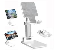 ZSMJAER Support Telephone Réglable Pliable Innovant, Support Téléphone, Support pour Téléphone Portable de Bureau, Support iPhone Bureau, Support ipad Samsung Mini iPhone Tous Les Smartphones (Blanc)