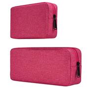 Zsmzzd Electronics Accessories Bag, Waterproof Electronics Accessories Travel Case Compatible Laptop Charger Various USB, Cables, Cords and Power Travel Gadget Carry Bag, Rose Red (Small+Big)