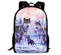 ZSOSIXDEAL Math Pi Day Sac à dos décontracté pour ordinateur portable Sac à dos Cartable Collège Cartable pour enfants Garçons Filles Adolescents Adultes Voyage, Famille de loups 2, L