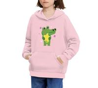 ZSOSIXDEAL Sweat à capuche athlétique pour enfants avec poche pour juniors et jeunes vêtements de sport avec capuche, Crocodile rose, S