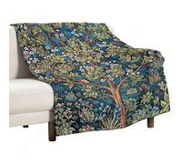 ZSOSIXDEAL William Morris Couverture florale, motif original arbre de vie vintage imprimé floral super doux en flanelle pour canapé, lit, voiture, 76,2 x 101,6 cm, 127 x 152,4 cm