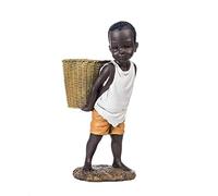ZSQZJJ Jardin Statuette Statues Décoration Maison,Garçon Africain résine Artisanat Figurine Animale Crayon Vase décoration de la Maison boîte de Rangement