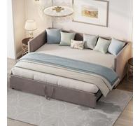 ZSSWSS Canapé Extensible 90/180 x 200 cm, Lit rembourré en Velours avec sommier à Lattes,lit Multifonction d'invité, canape lit 2 Places Convertible pour Salon, Chambre d'enfant,Gris