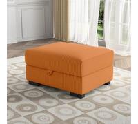 ZSSWSS Pouf avec espace de rangement, petit banc pliable, 87 x 68 x 45 cm, repose-pieds, boîte de rangement, pour salon, chambre à coucher, couloir, tissu côtelé, couleur orange