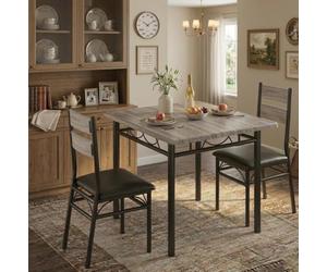 Zstar 5-Piece Dining Table Set for 4, Rustic Brown Kitchen Table and Chairs