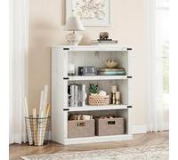 Zstar Bibliothèque 5 Étagères 80 x 31 x 101,5 cm Blanc, pour Salon | Fini Blanc Vieilli | Rayons Sans Portes | Coins Métalliques | Socle Plein | Cuisine Et Bureau
