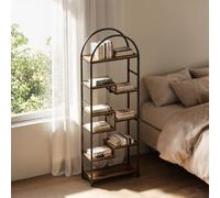 Zstar Bookshelf 4 Tier Arched Bookcase, 67" Tall Industrial Open Book Shelves with Metal Frame, Modern Freestanding Display Shelving Unit Storage Rack for Living Room, Office, Bedroom