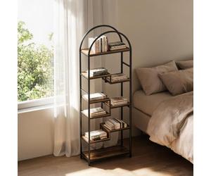 Zstar Bookshelf 4 Tier Arched Bookcase, 67" Tall Industrial Open Book Shelves with Metal Frame, Modern Freestanding Display Shelving Unit Storage Rack for Living Room, Office, Bedroom