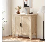 Zstar Buffet d'entrée en rotin - Meuble de rangement élégant en bois avec portes et étagères - Style moderne pour salon, salle à manger ou couloir - Finition chêne - Couleur et dimensions : Wood grain