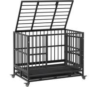 Zstar Cage pour Chien à Double Porte, Pliable, pour l'intérieur, avec Roues à 360° et Plateau Amovible, Facile à Nettoyer, Cage pour Chiens de Petite, Moyenne et Grande Taille, Taille S