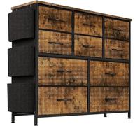 Zstar Commode pour Chambre à Coucher avec tiroirs, Armoire de Rangement en Tissu avec Cadre en métal, décoration Moderne, Plateau en Bois, Commode avec 10 tiroirs, pour Chambre à Coucher, Couloir