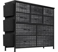 Zstar Commode pour Chambre à Coucher avec tiroirs, Armoire de Rangement en Tissu avec Cadre en métal, décoration Moderne, Plateau en Bois, Commode avec 10 tiroirs, pour Chambre à Coucher, Couloir