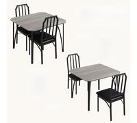 Zstar Ensemble Salle à Manger Gain de Place - Table compacte avec Bords chanfreinés, chaises rembourrées Confortables, idéal Petite Cuisine ou Appartement - Style Moderne Robuste - 1+2 Set Grey
