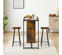 Zstar Ensemble table à manger 3 pièces compact - Table haute 2 places avec tiroir de rangement, étagère 3 niveaux et 2 tabourets - Parfait pour cuisine ou petit appartement - Style rétro - Couleur :