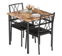 Zstar Ensemble Table et 2 Chaises de Cuisine Table Manger Compacte Plateau Bois Vintage Chaises Rembourrées Cuir PU Cadre Métal Table Basse pour Petit Espace Studio Balcon
