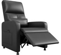 Zstar Fauteuil Relax Électrique Inclinable Massage 4 Points & Chauffage Lombaire Fauteuil TV de Salon en Cuir PU Repose-Pieds Télécommande Poche Latérale Noir
