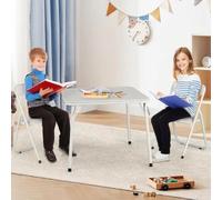 Zstar Foldable Kids Table and Chair Set, Folding Activity Table with 2 Chairs, Beige