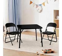 Zstar Foldable Kids Table and Chair Set, Folding Activity Table with 2 Chairs, Black